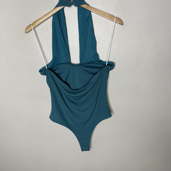 New Showpo Gaia Cross Halter Neck Teal Bodysuit Women's US 8 - Picture 4 of 9